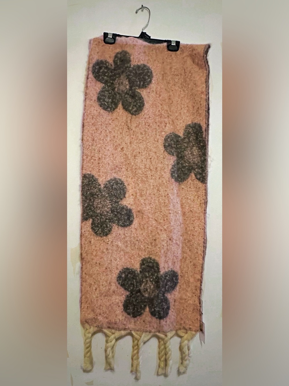 Brown with Black Scarf with Flower Print